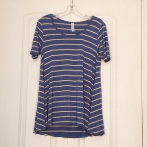 LULAROE•Long cozy nightshirt, blue+white stripes